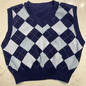 Blue Argyle Sweater Vest – Classic Preppy Knit